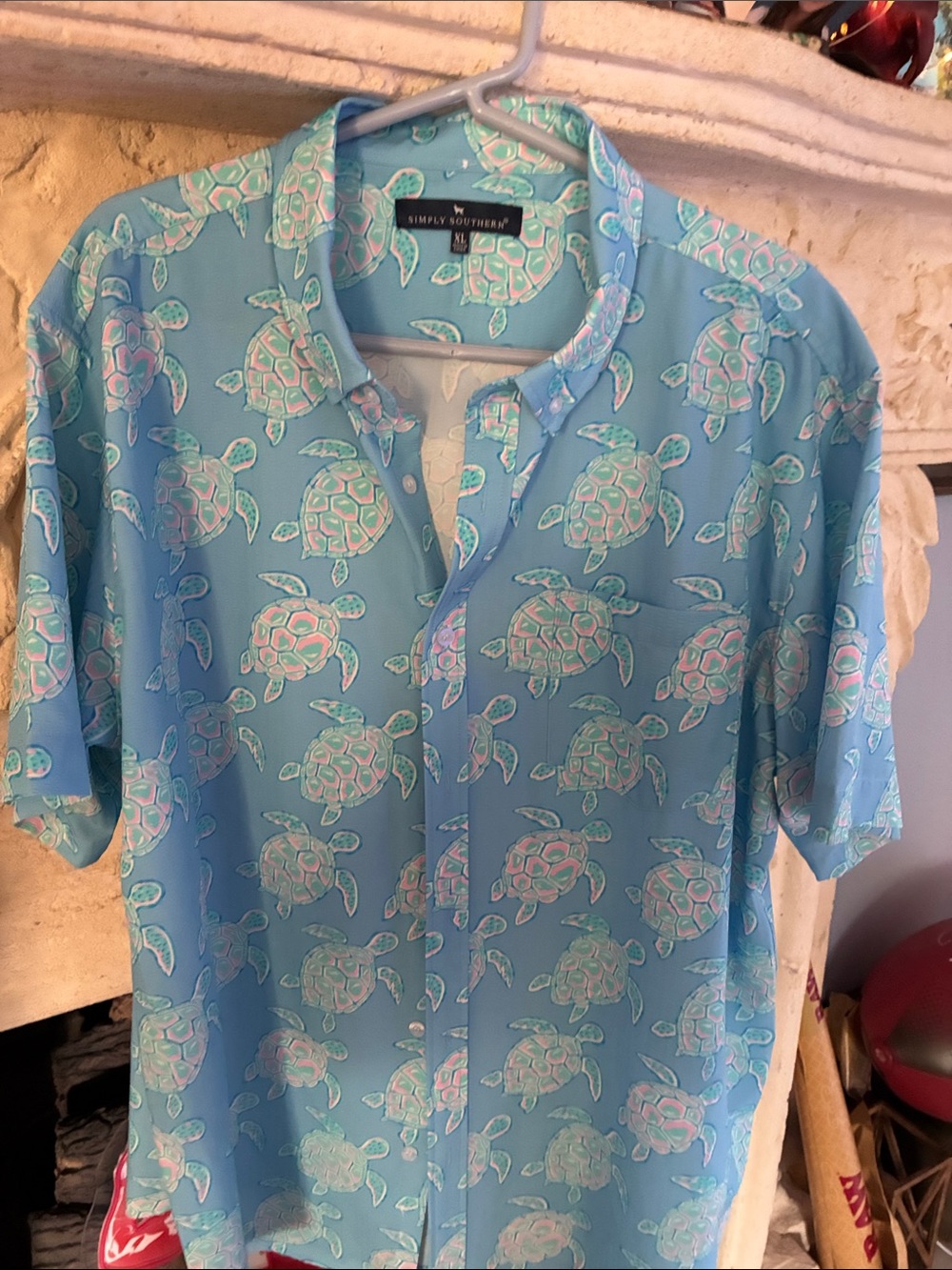 Simply Southern Blue Sea Turtle Button-Down Shirt